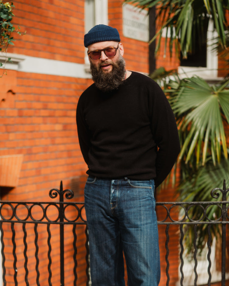 Black Preston Superfine Lambswool Crew Neck Jumper