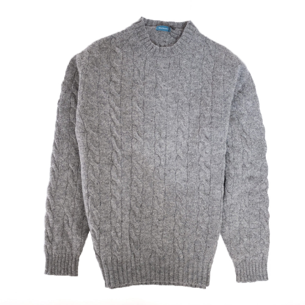 Cable Knit Shetland Jumper - Medium Grey - Large