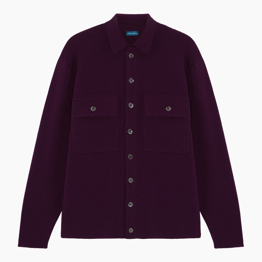 Robert Purple Merino Cashmere Knitted Overshirt - M & L