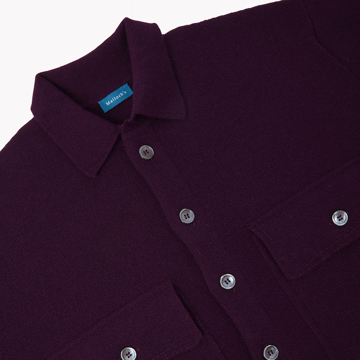 Robert Purple Merino Cashmere Knitted Overshirt - M & L