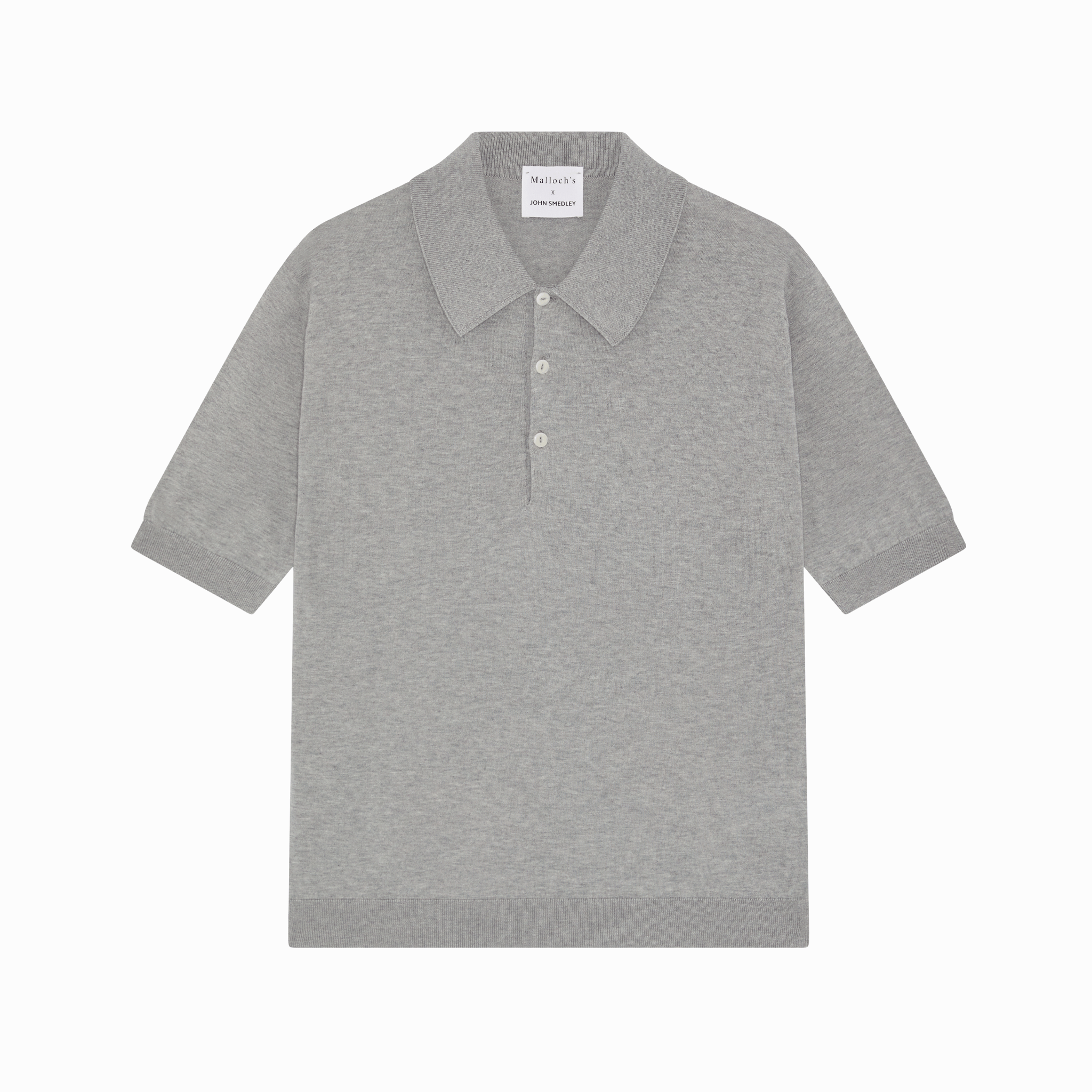 Malloch's x John Smedley Light Grey Cromford Sea Island Cotton Polo Sh Malloch's x John Smedley Light Grey Cromford Sea Island Cotton Polo Sh