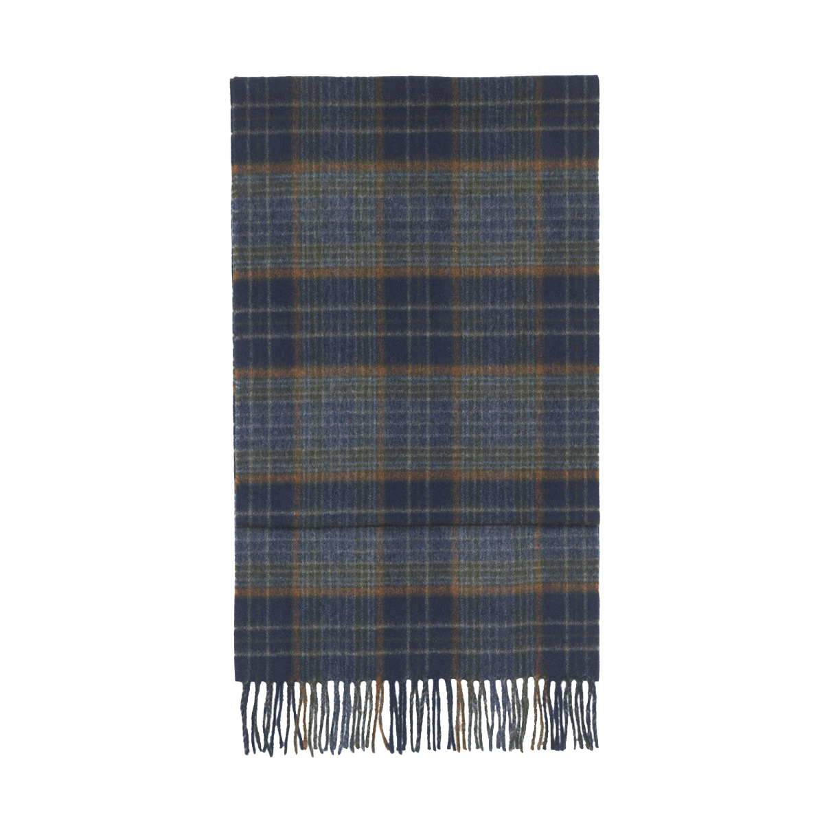 Wellington Check Brushed Escorial Wool Scarf - Navy/Brown