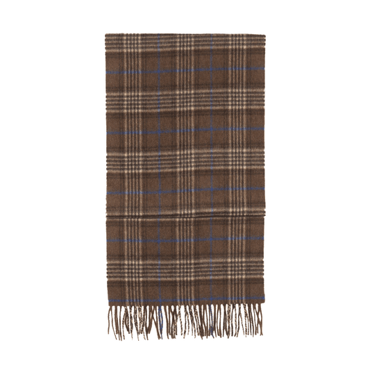 House Check Cashmere Scarf - Brown/Grey/Blue
