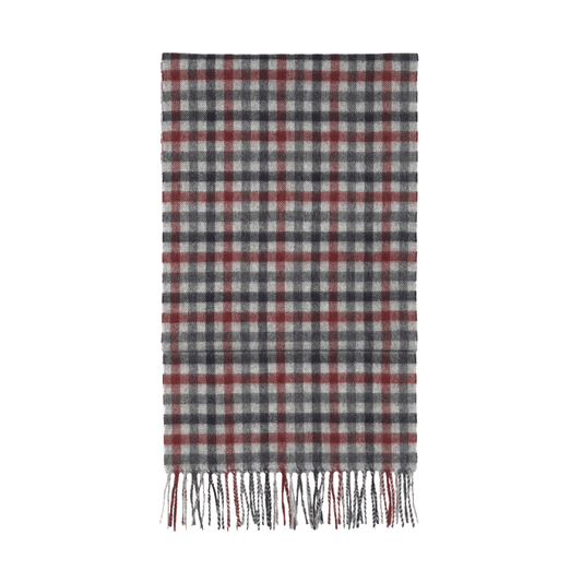 Shepherd Check Cashmere Scarf Grey/Red