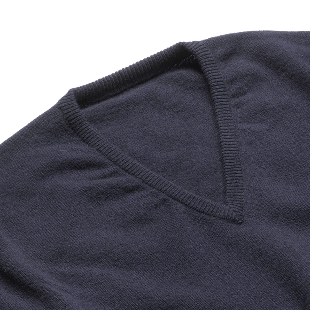 Navy Steadman Fine Lambswool V-Neck Jumper