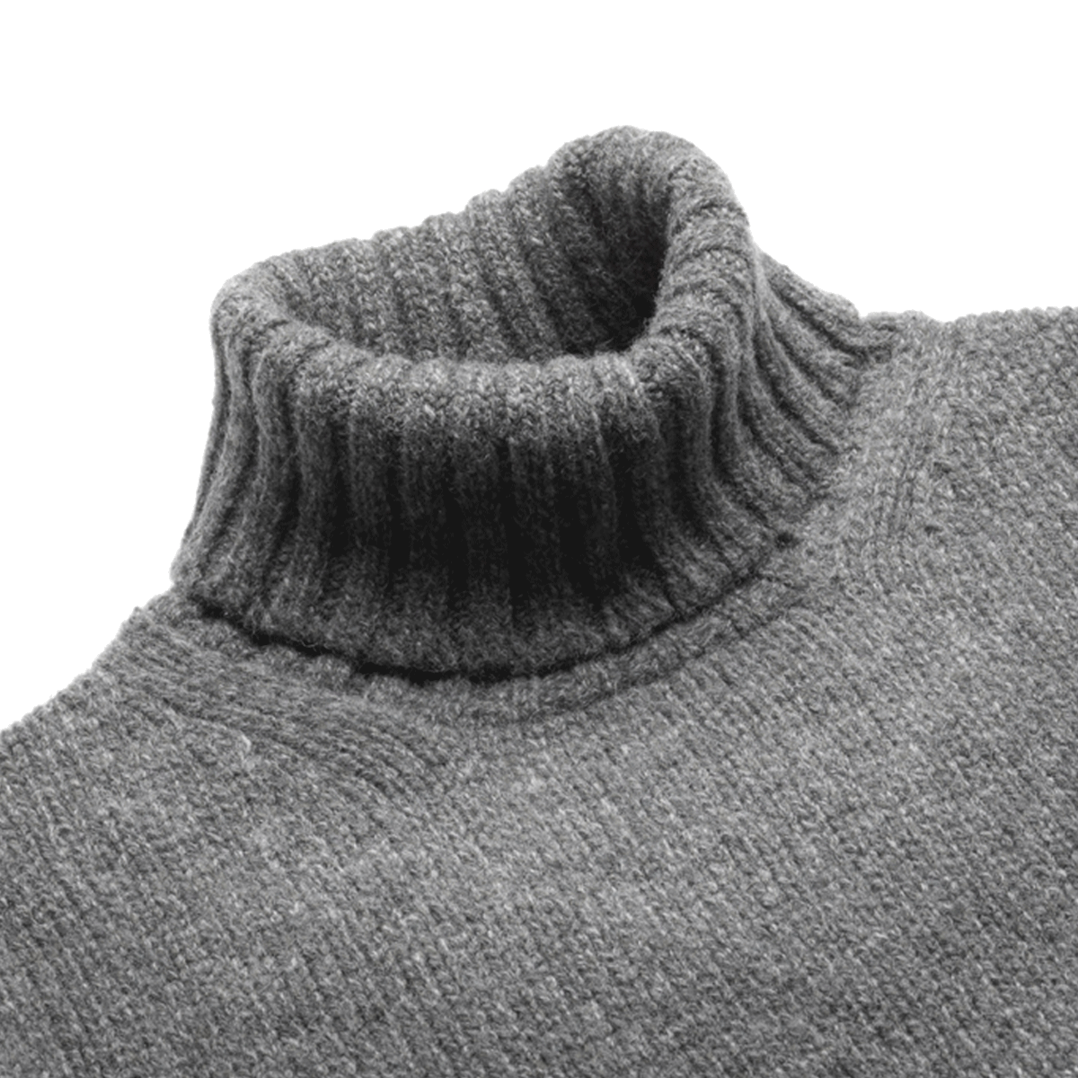 Mixed Grey Newman Lambswool Roll Neck Jumper