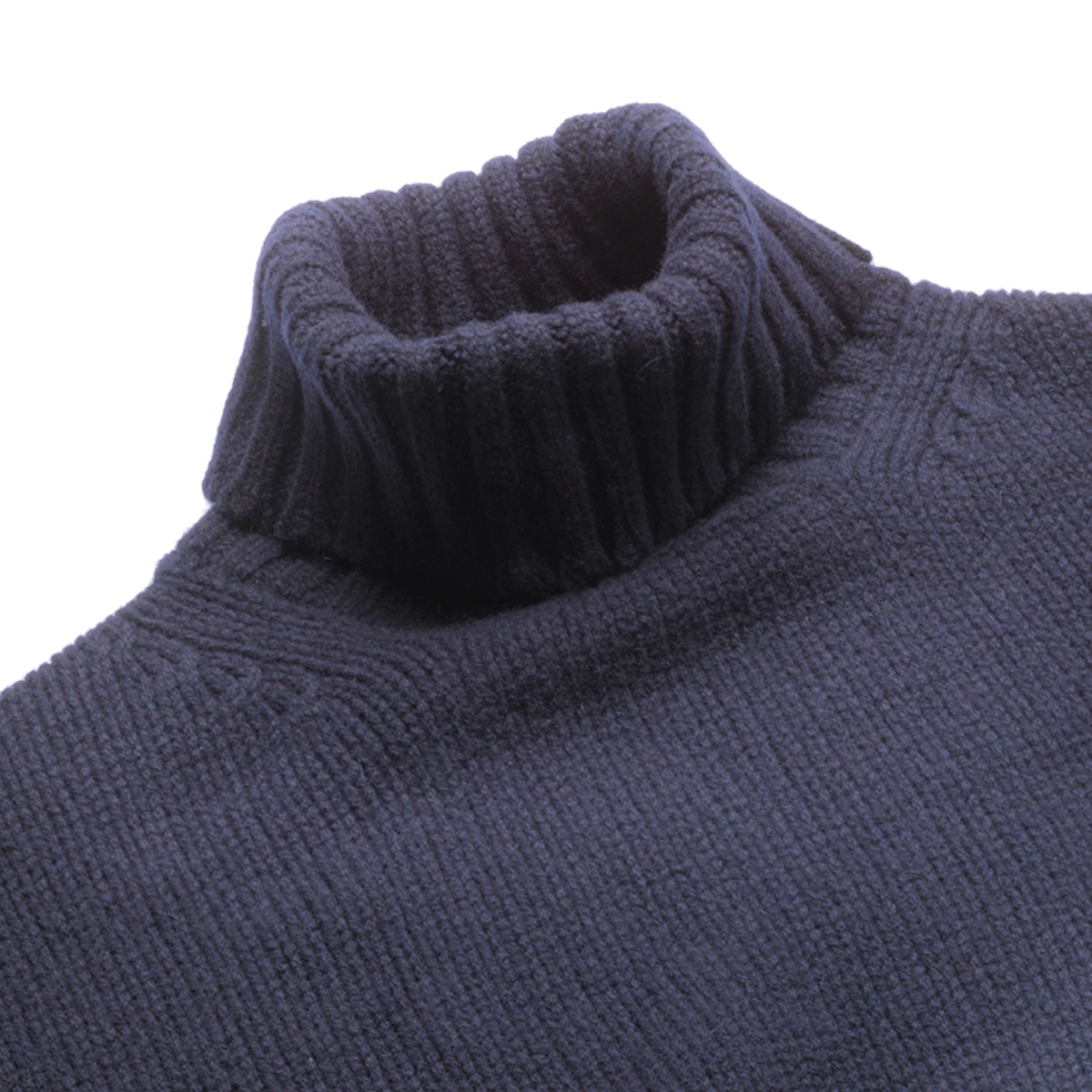 Navy Newman Lambswool Roll Neck Jumper