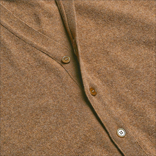 Camel Stewart Fine Lambswool Cardigan | Perennial Knitwear - Malloch's