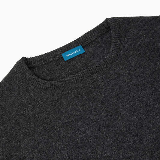 Charcoal Steadman Fine Lambswool Crew Neck | Perennial Knitwear - Malloch's