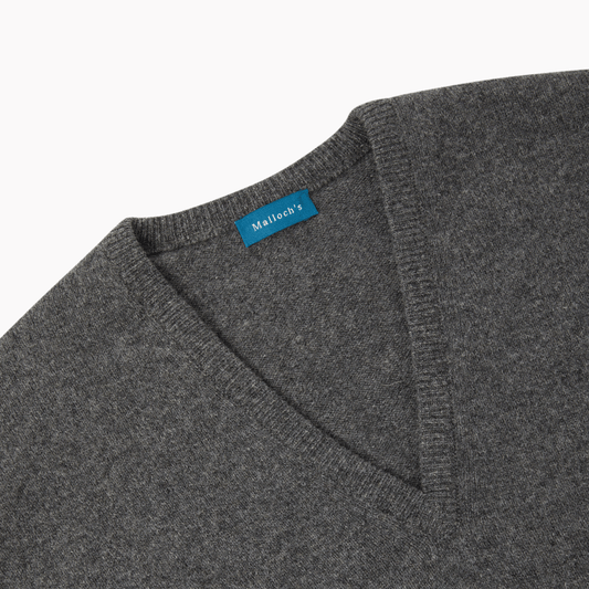 Grey Steadman Fine Lambswool V-Neck | Perennial Knitwear - Malloch's