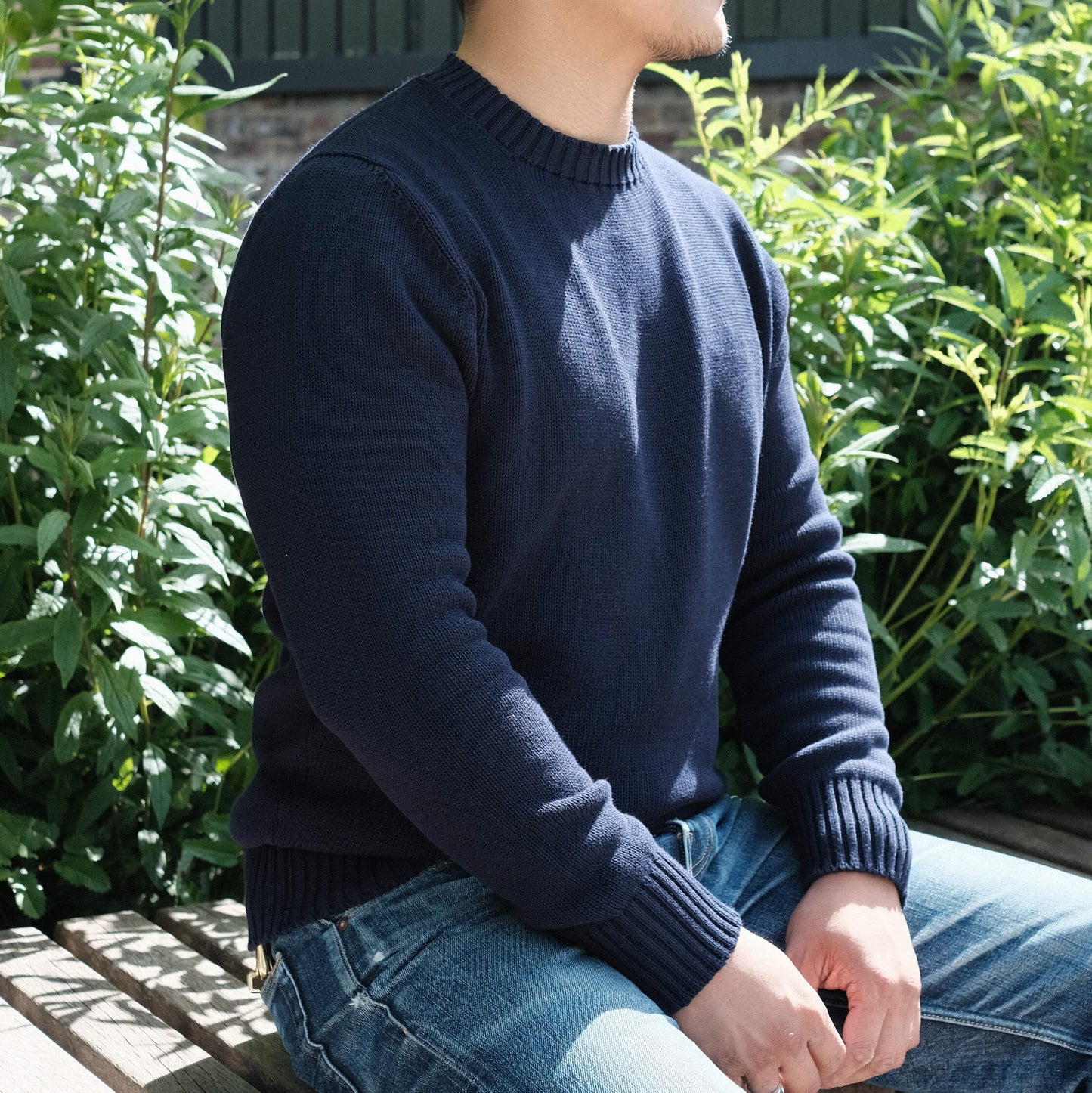 Navy Gullane Cotton Crew Neck