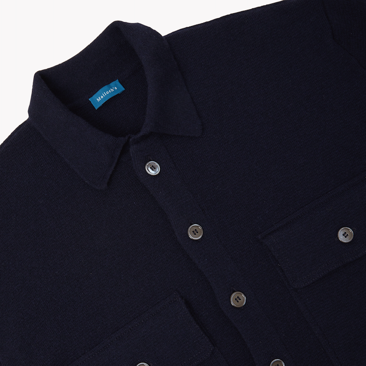 Navy Robert Merino Cashmere Knitted Overshirt - XL