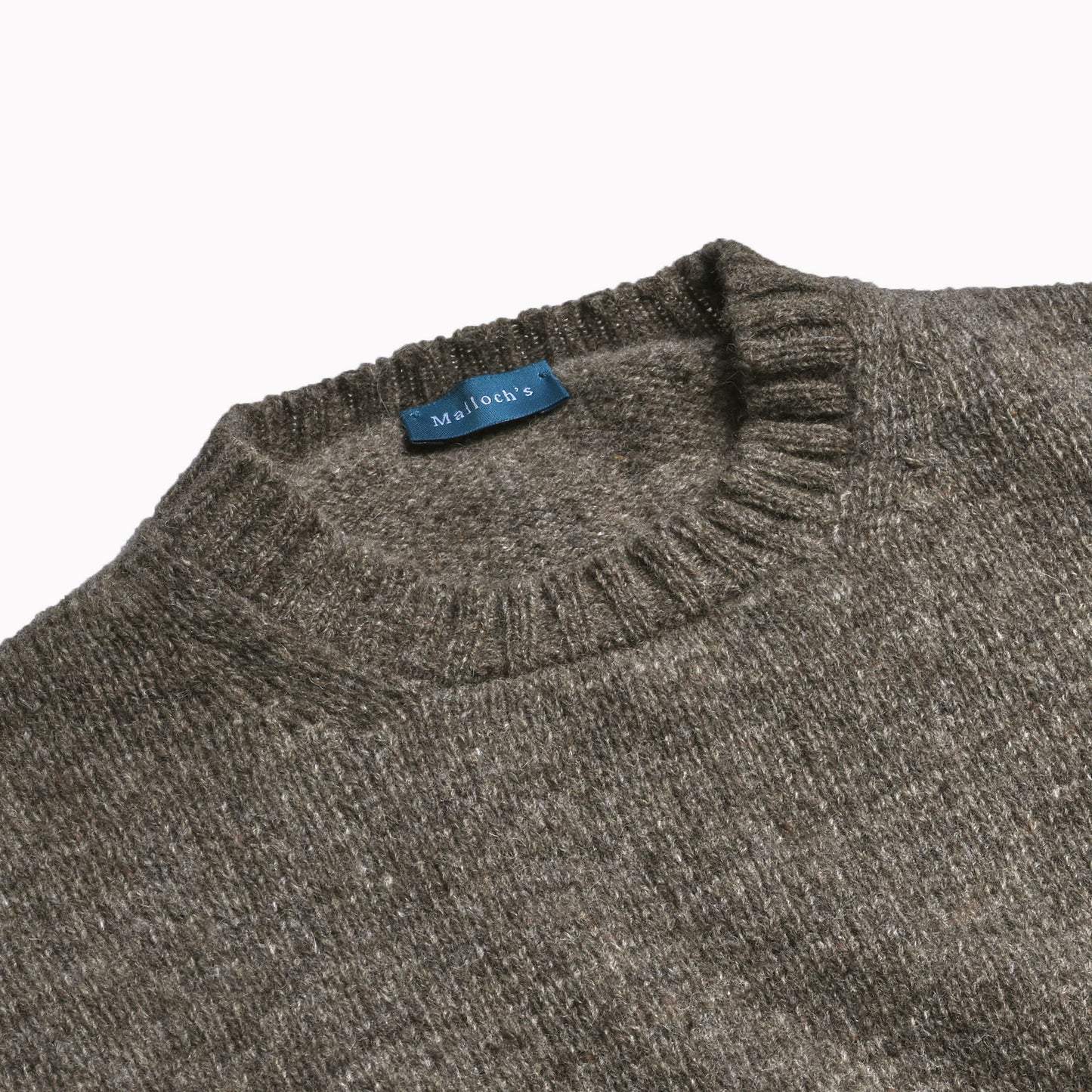 Oyster Wreay Shetland Wool Crew Neck