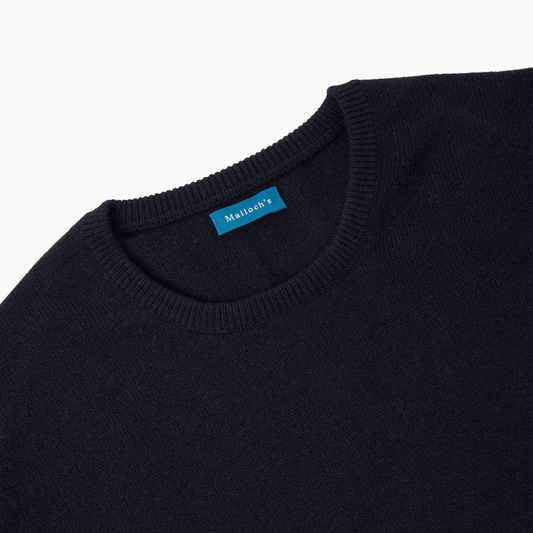 Navy Steadman Fine Lambswool Crew Neck - Malloch's
