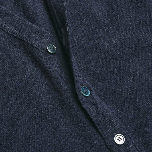 Navy Stewart Fine Lambswool Cardigan | Perennial Knitwear - Malloch's