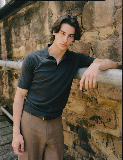 Malloch's x John Smedley Brown Cromford Sea Island Cotton Polo Shirt