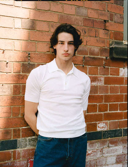 Malloch's x John Smedley White Cromford Sea Island Cotton Polo Shirt