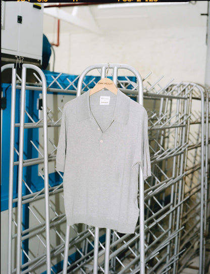 Malloch's x John Smedley Light Grey Cromford Sea Island Cotton Polo Shirt