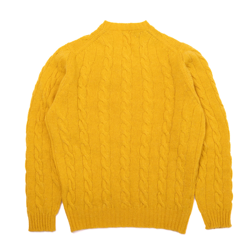 Cable Knit Shetland Jumper - Yellow - Small