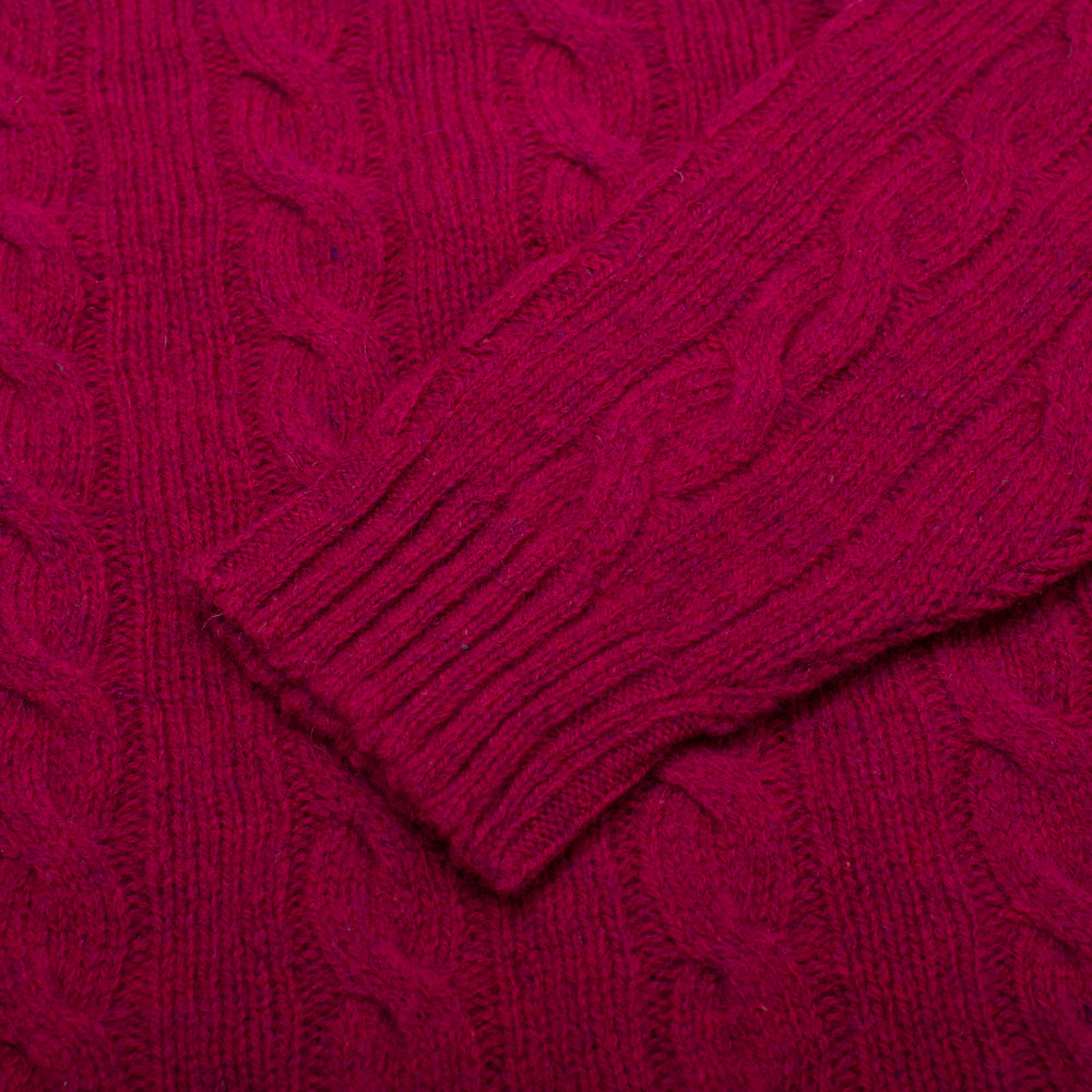 Cable Knit Shetland Jumper - Fuchsia - Medium
