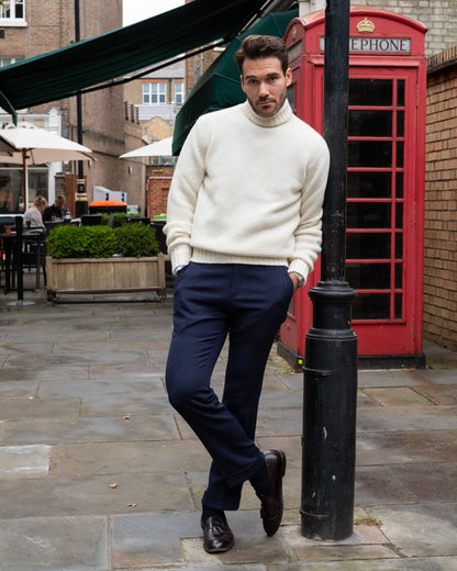 Ecru Newman Lambswool Roll Neck Jumper