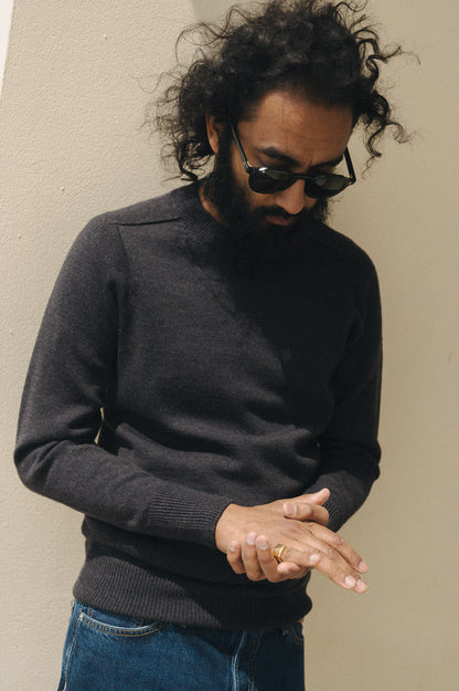 Charcoal Easton Merino Crew Neck Sweater