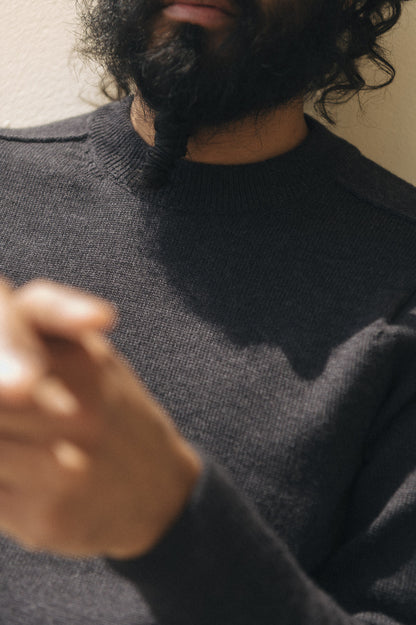 Charcoal Easton Merino Crew Neck Sweater