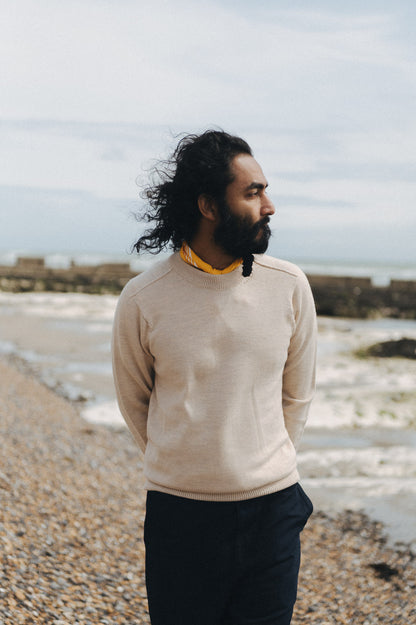 Natural Easton Merino Crew Neck Sweater