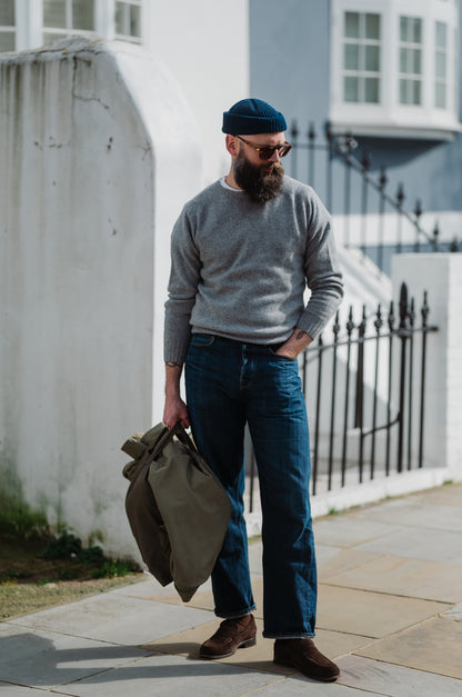 Flannel Grey Preston Superfine Lambswool Crew Neck