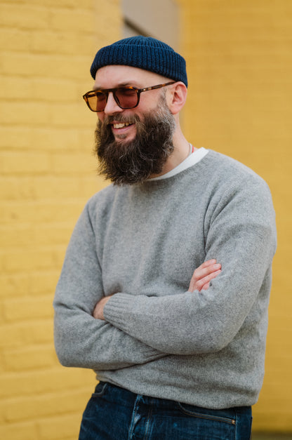 Flannel Grey Preston Superfine Lambswool Crew Neck