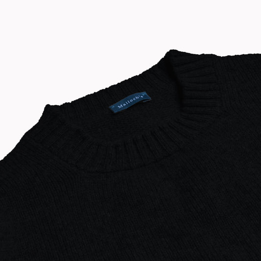 Black Dean Lambswool Crew Neck Jumper - Malloch's