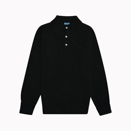 Black Kelly Sports Collar Lambswool Jumper - Malloch's