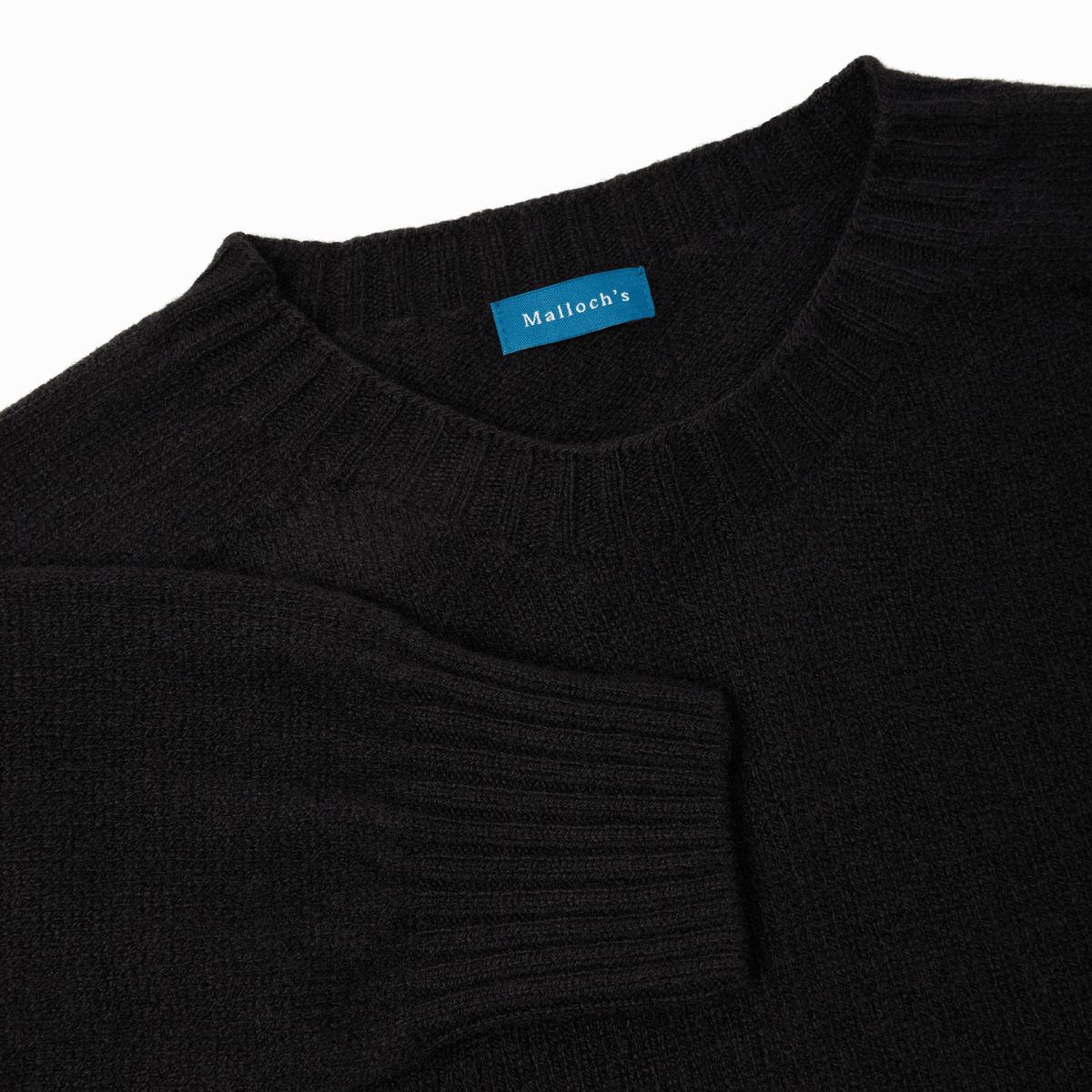 Black Preston Superfine Lambswool Crew Neck Jumper - Malloch's