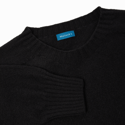 Black Preston Superfine Lambswool Crew Neck Jumper - Malloch's
