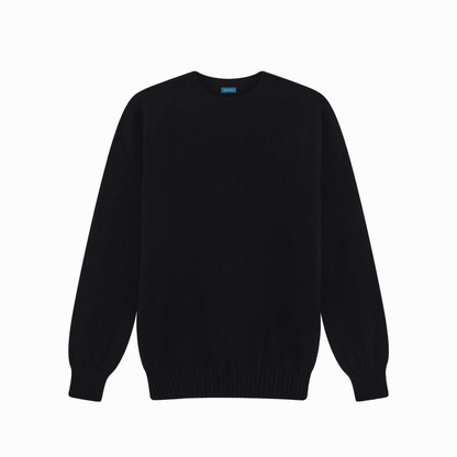 Black Preston Superfine Lambswool Crew Neck Jumper - Malloch's