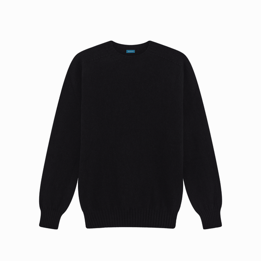 Black Preston Superfine Lambswool Crew Neck Jumper - Malloch's