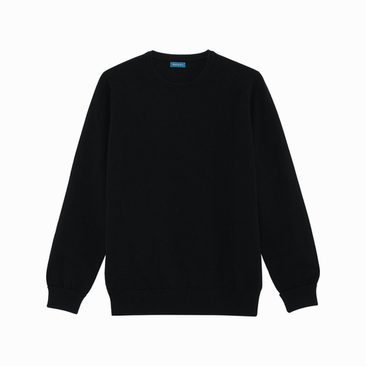 Black Steadman Fine Lambswool Crew Neck - Malloch's