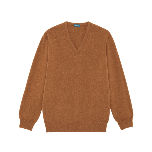 Camel Steadman Fine Lambswool V-Neck - Malloch's