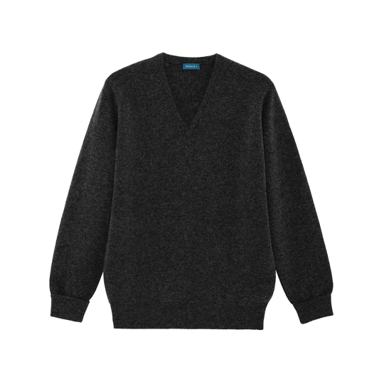 Charcoal Steadman Fine Lambswool V-Neck - Malloch's