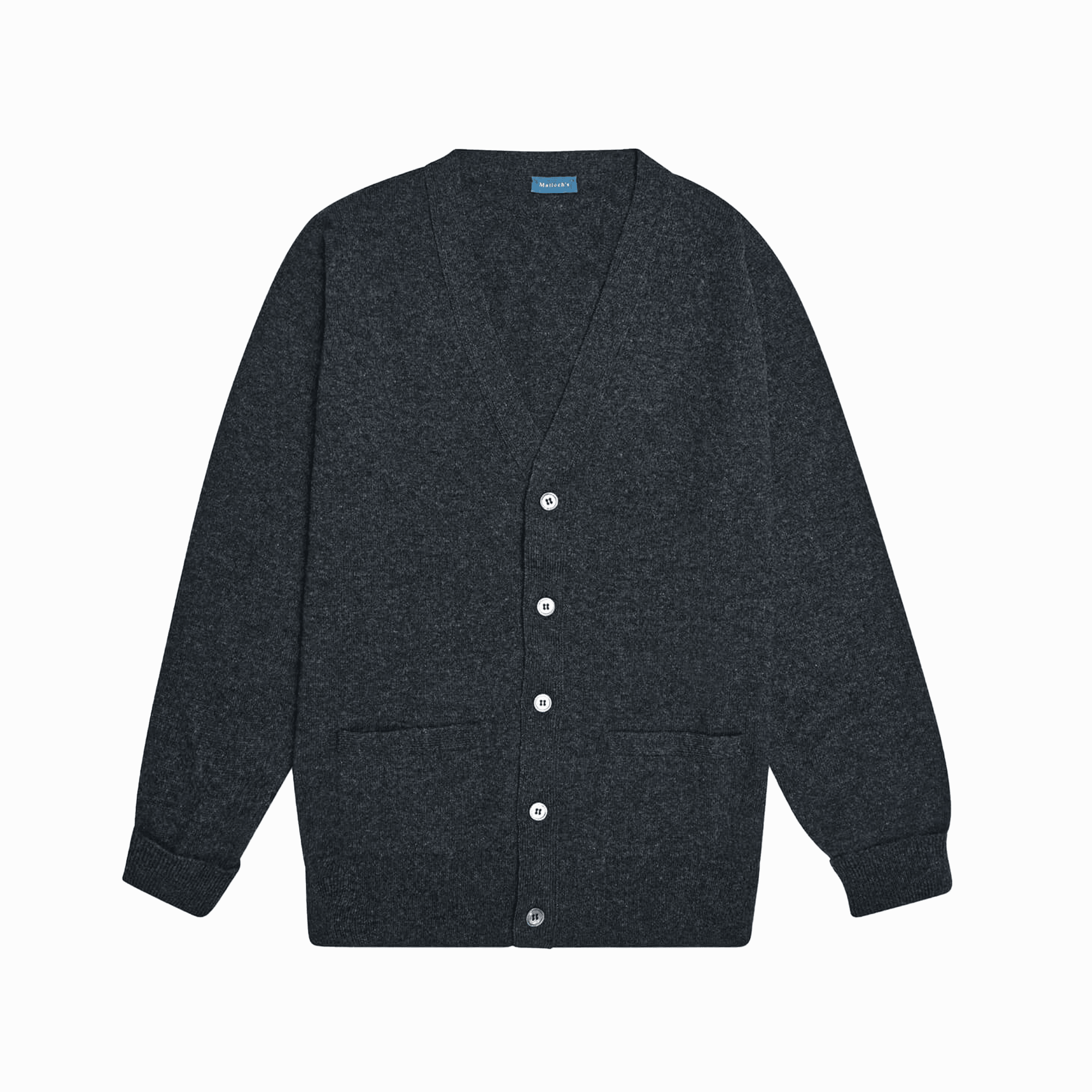 Charcoal Stewart Fine Lambswool Cardigan - Malloch's
