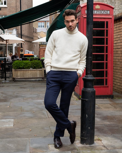 Ecru Newman Lambswool Roll Neck Jumper - Malloch's