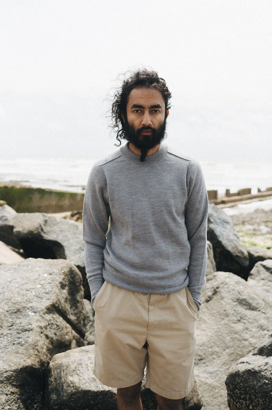 Flannel Grey Easton Merino Crew Neck Sweater - Malloch's