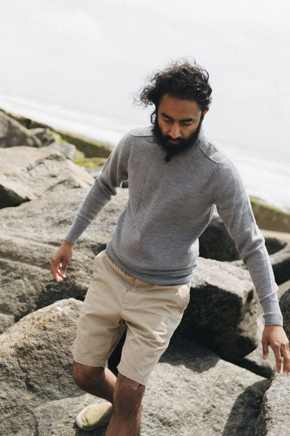 Flannel Grey Easton Merino Crew Neck Sweater - Malloch's