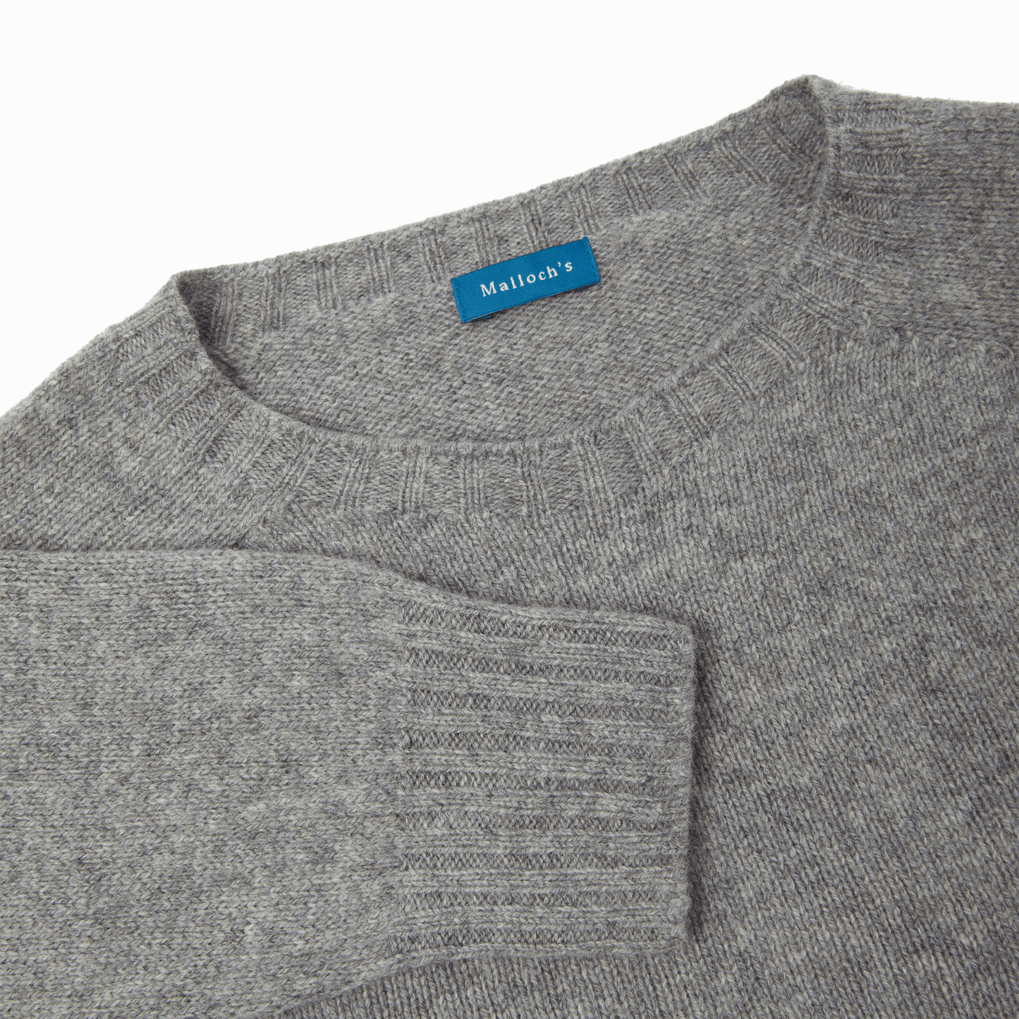 Flannel Grey Preston Superfine Lambswool Crew Neck - Malloch's