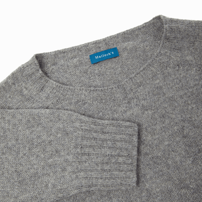 Flannel Grey Preston Superfine Lambswool Crew Neck - Malloch's