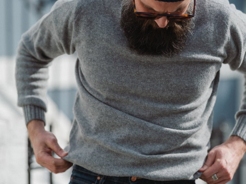 Flannel Grey Preston Superfine Lambswool Crew Neck - Malloch's