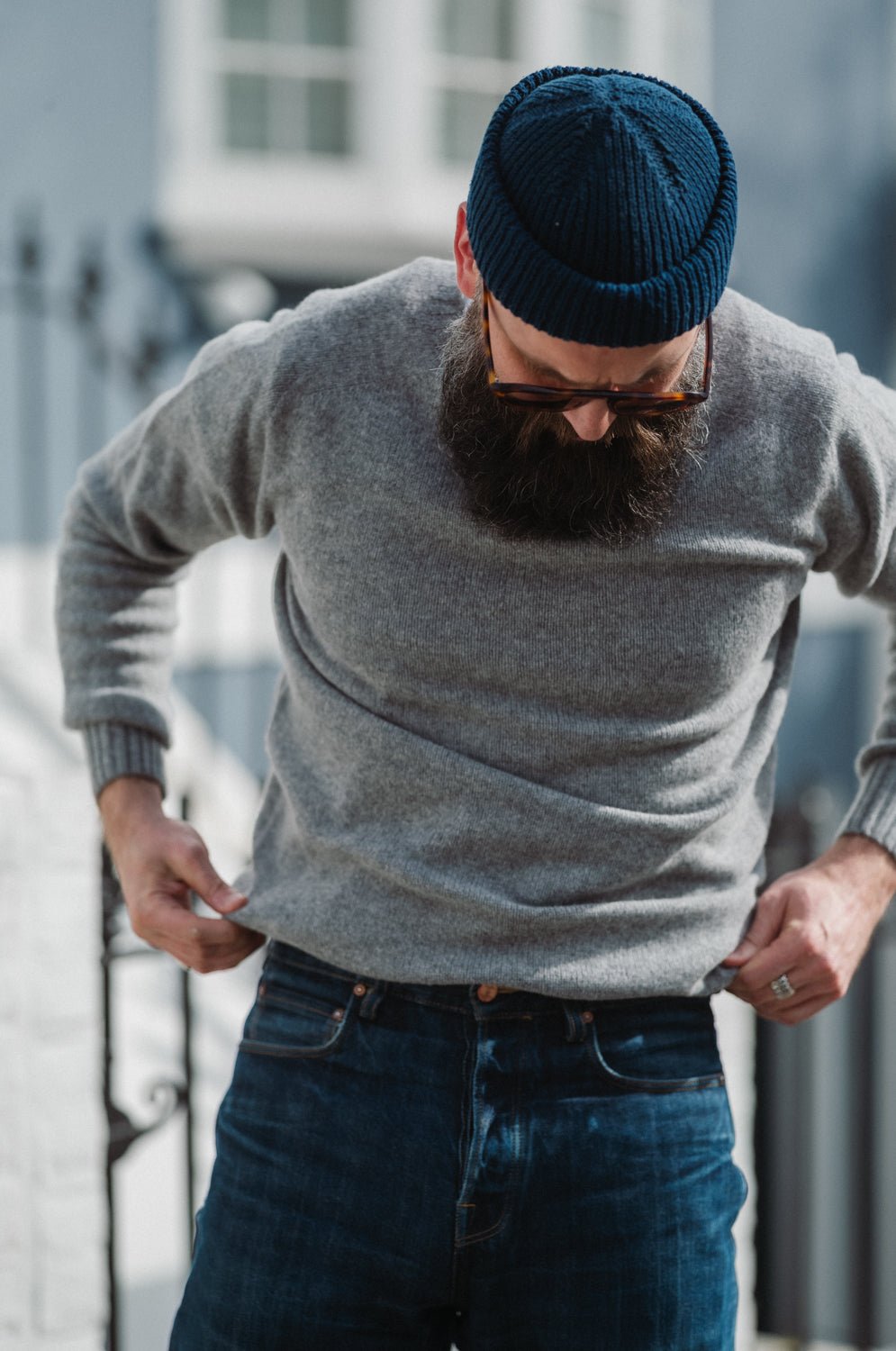Flannel Grey Preston Superfine Lambswool Crew Neck - Malloch's