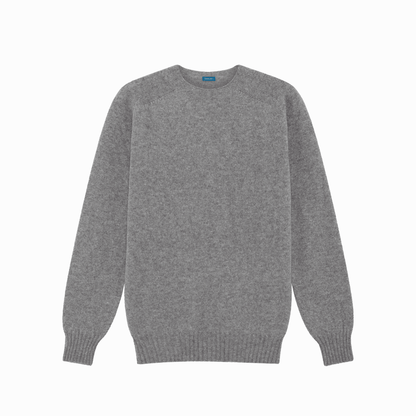 Flannel Grey Preston Superfine Lambswool Crew Neck - Malloch's