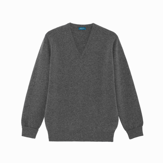 Grey Steadman Fine Lambswool V-Neck | Perennial Knitwear - Malloch's