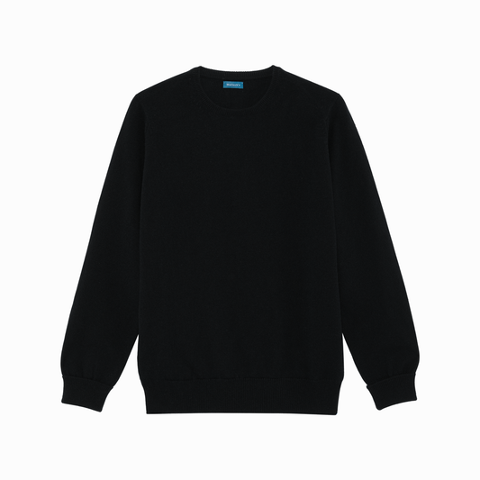 Black Steadman Fine Lambswool Crew Neck